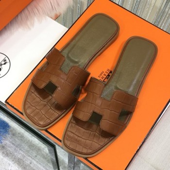 에르메스 오란 슬리퍼(악어패턴)