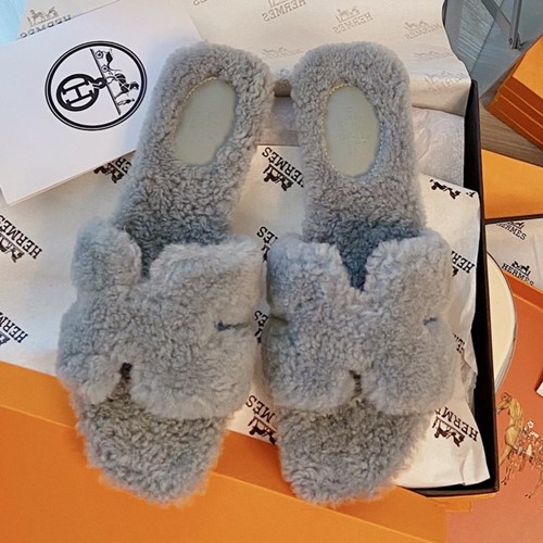 에르메스 오란 양털 슬리퍼