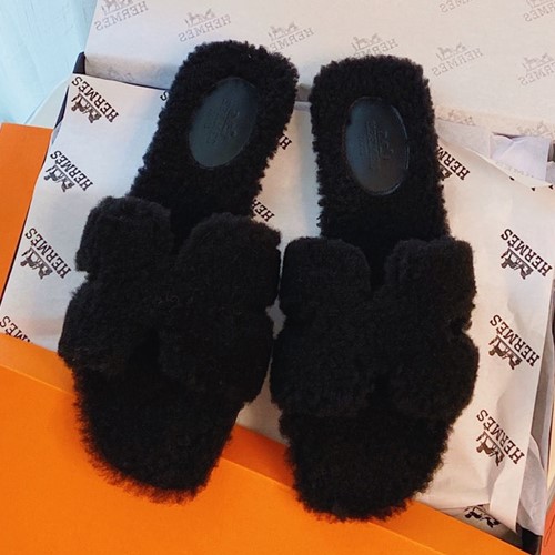 에르메스 오란 양털 슬리퍼