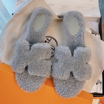 에르메스 오아시스 양털 슬리퍼