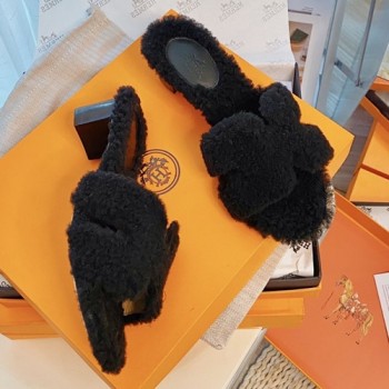 에르메스 오아시스 양털 슬리퍼