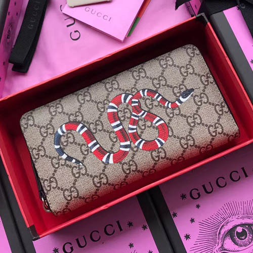 구찌 GG 수프림 스네이크 지퍼 장지갑