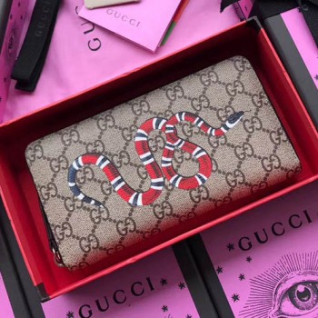 구찌 GG 수프림 스네이크 지퍼 장지갑