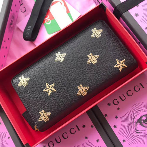 구찌 꿀벌 스타 지퍼 장지갑